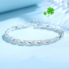 😀👉【😍Најпродавани производи】💖🍀Ми се допаѓа новата модерна женска нараквица од 925 сребро со детелина со четири ливчиња.